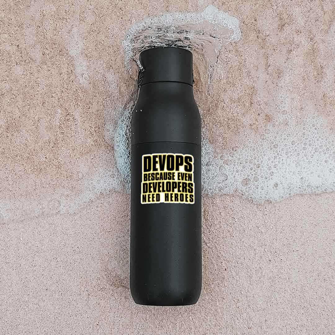 Devops because even developers need heroes sticker | STICK IT UP